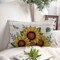 Sunflower Lumbar Pillow Cover 12x20 – Spring Summer Floral Eucalyptus Leaves Design, Farmhouse Rectangular Couch Cushion Case for Indoor Outdoor Decor